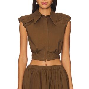Camila Coelho for Revolve Gurina Top in Dark Brown size S